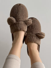 Women's HS fur slippers with ears beige