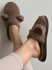 Women's HS fur slippers with ears beige