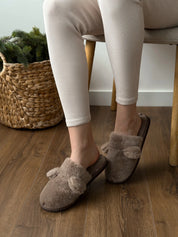 Women's HS fur slippers with ears beige