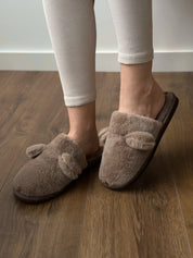 Women's HS fur slippers with ears beige