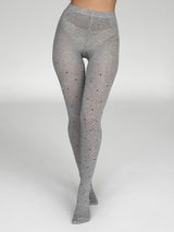 Knitted tights black polka dots on gray