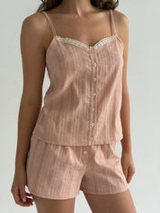 Suit batiste T-shirt and shorts beige/powder