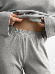 Knitwear suit Longsleeve and wide pants gray