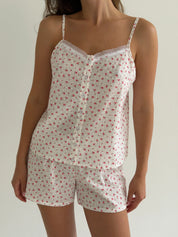 Batiste suit, T-shirt and shorts, rose