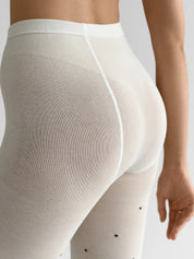 Knitted tights black polka dots on white