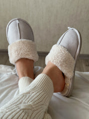 Women's slippers HS-LUX suede light gray