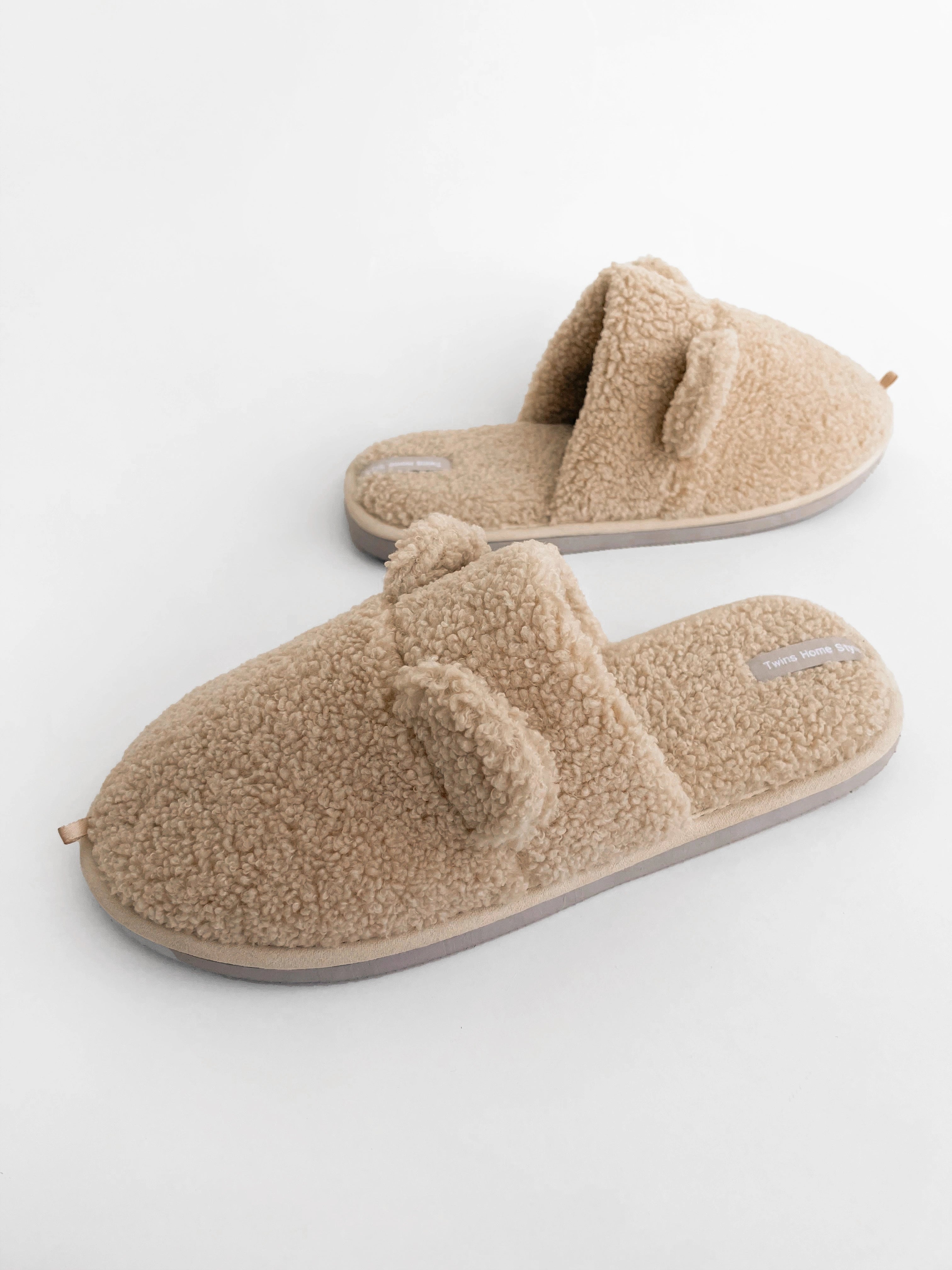 Women's HS fur slippers TEDDI milk