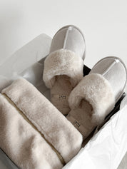 Women's slippers HS-LUX suede light gray
