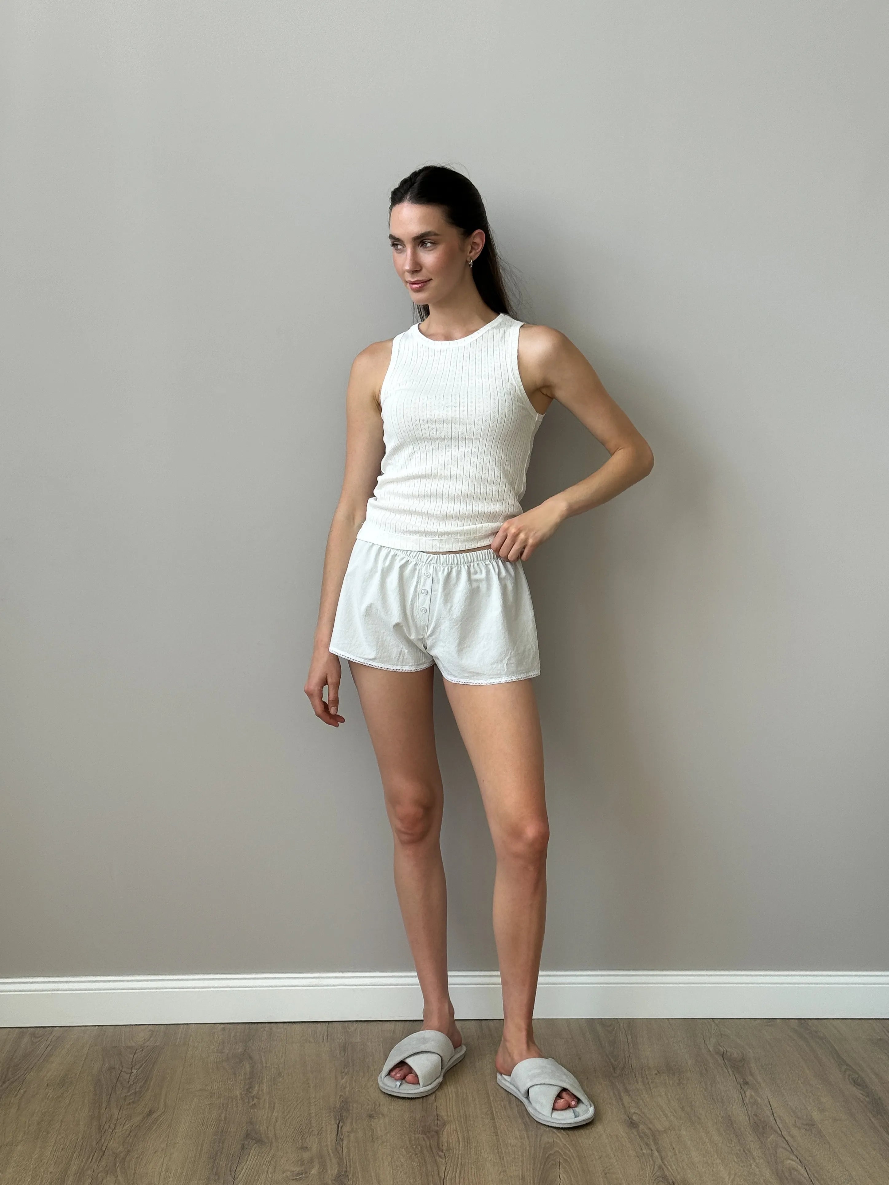 Ribbed T-shirt milk color