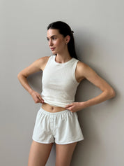 Mono cotton shorts white