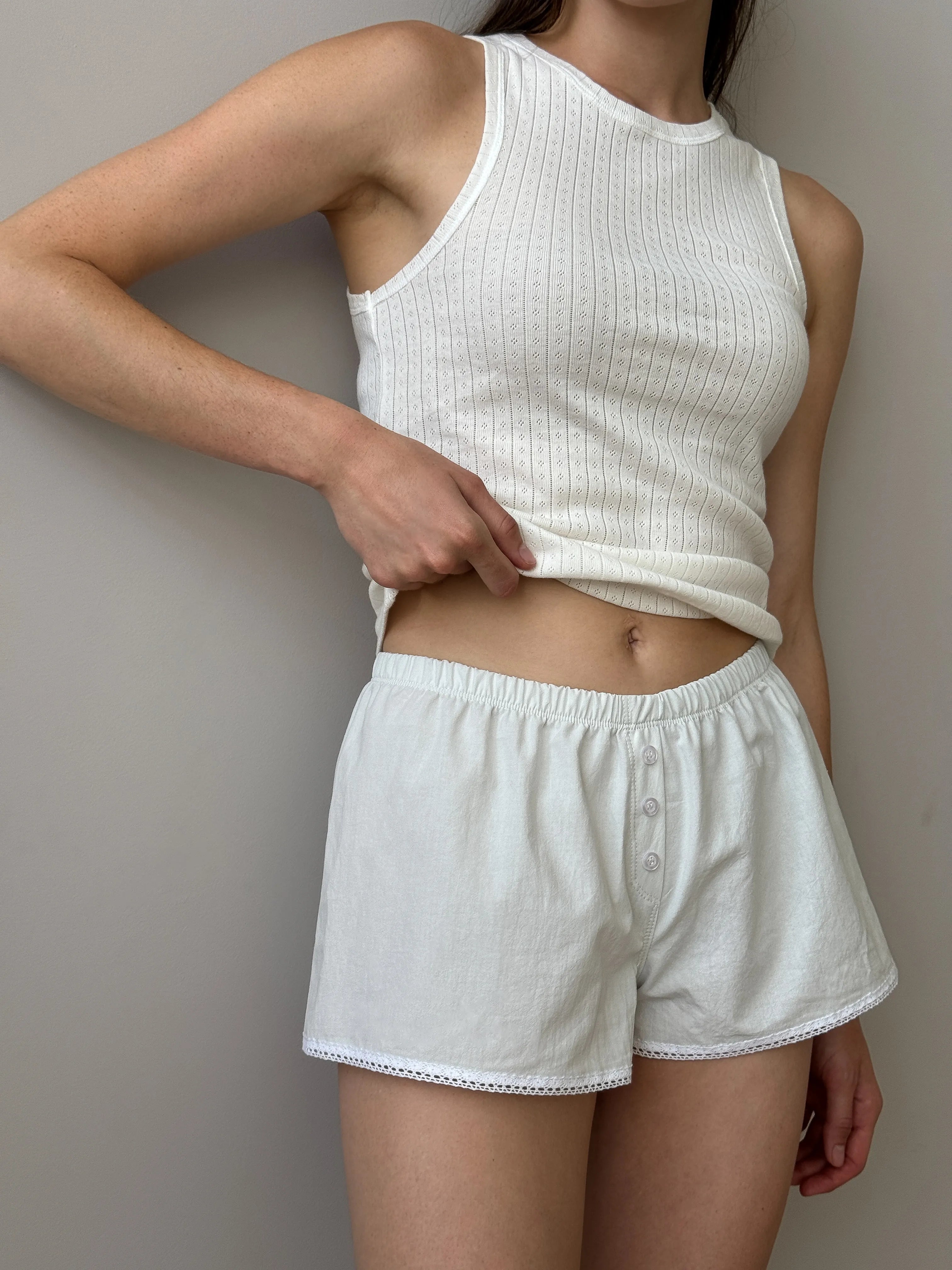 Mono cotton shorts white