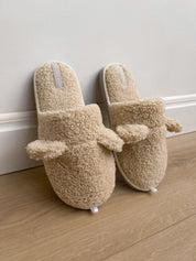 Women's HS fur slippers TEDDI milk