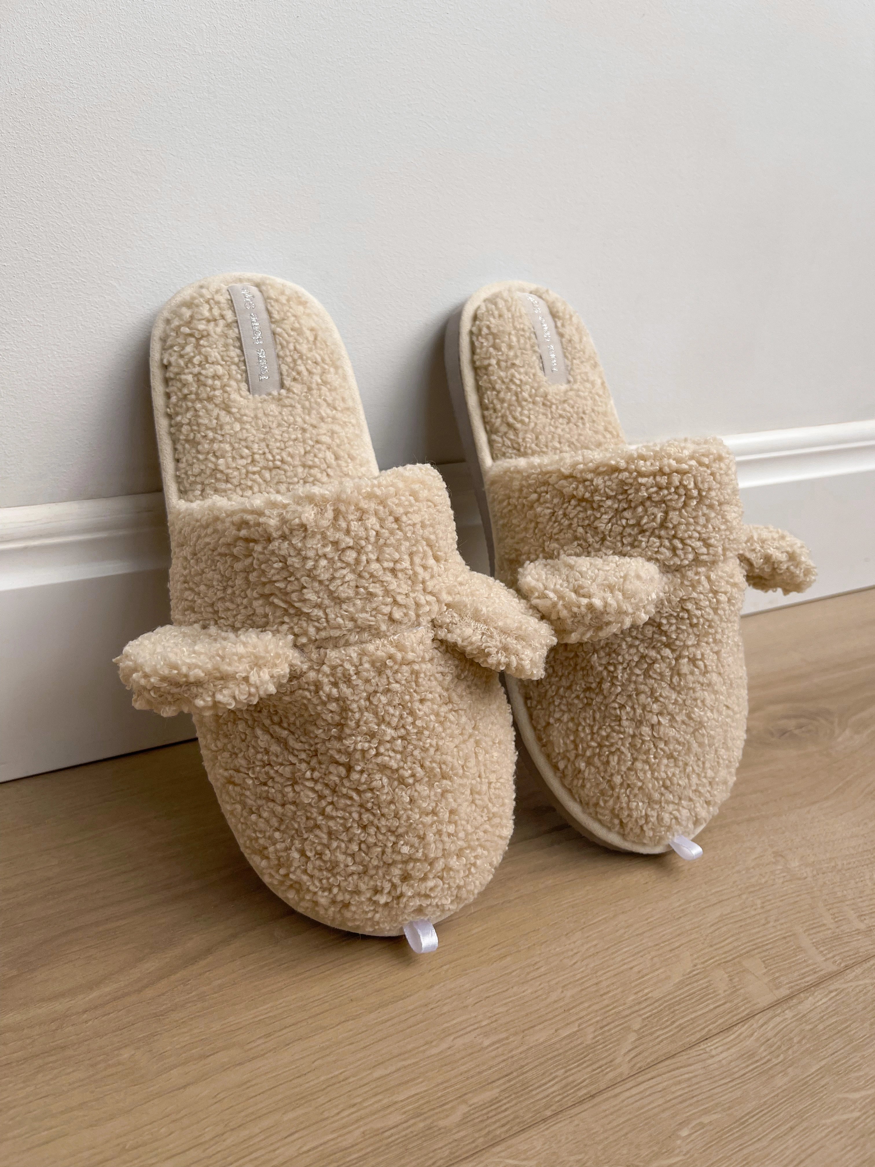 Women's HS fur slippers TEDDI milk