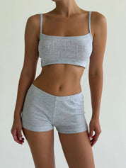 Ribana Set Strappy Top and Mini Shorts gray