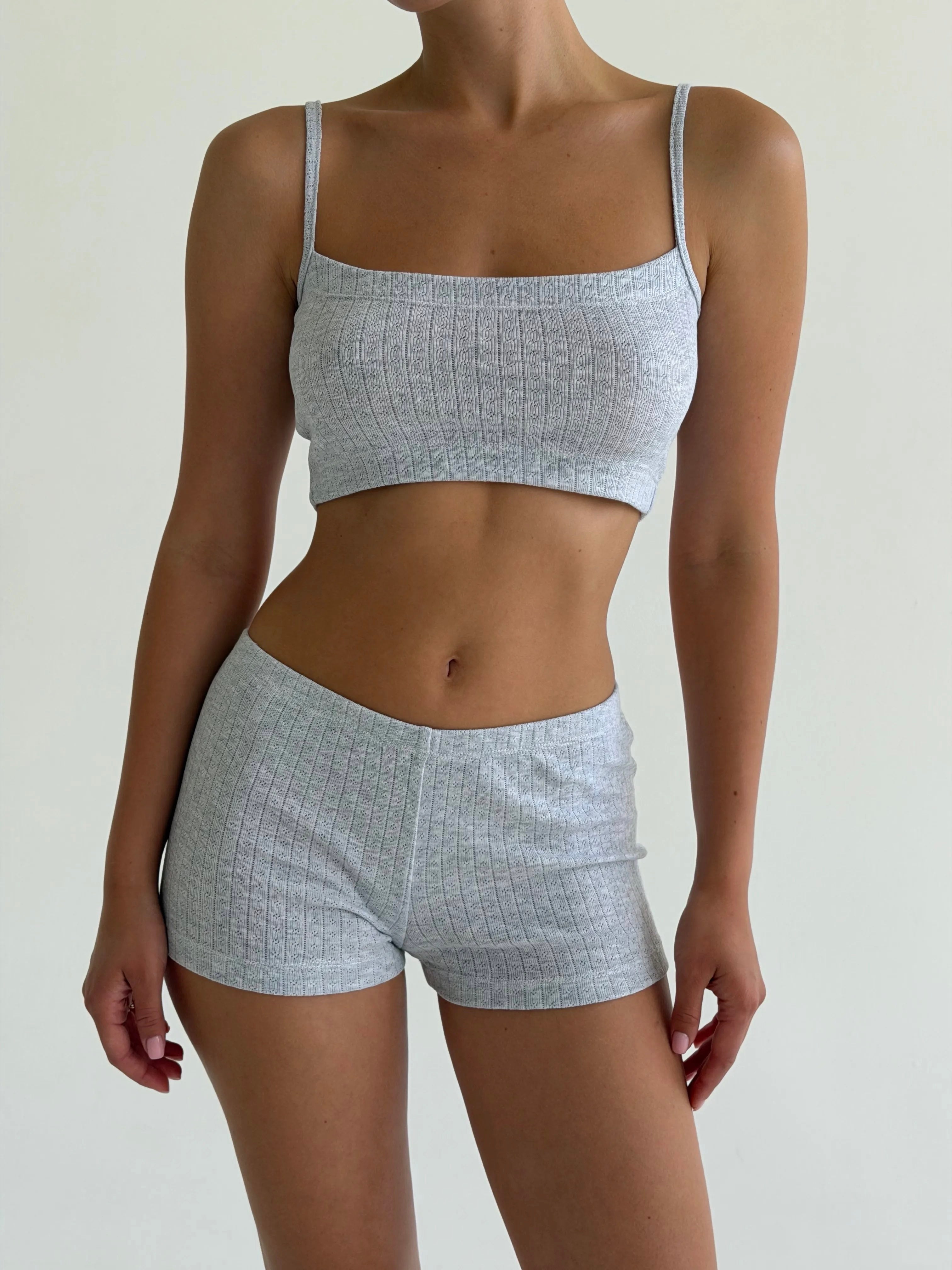 Ribana Set Strappy Top and Mini Shorts gray