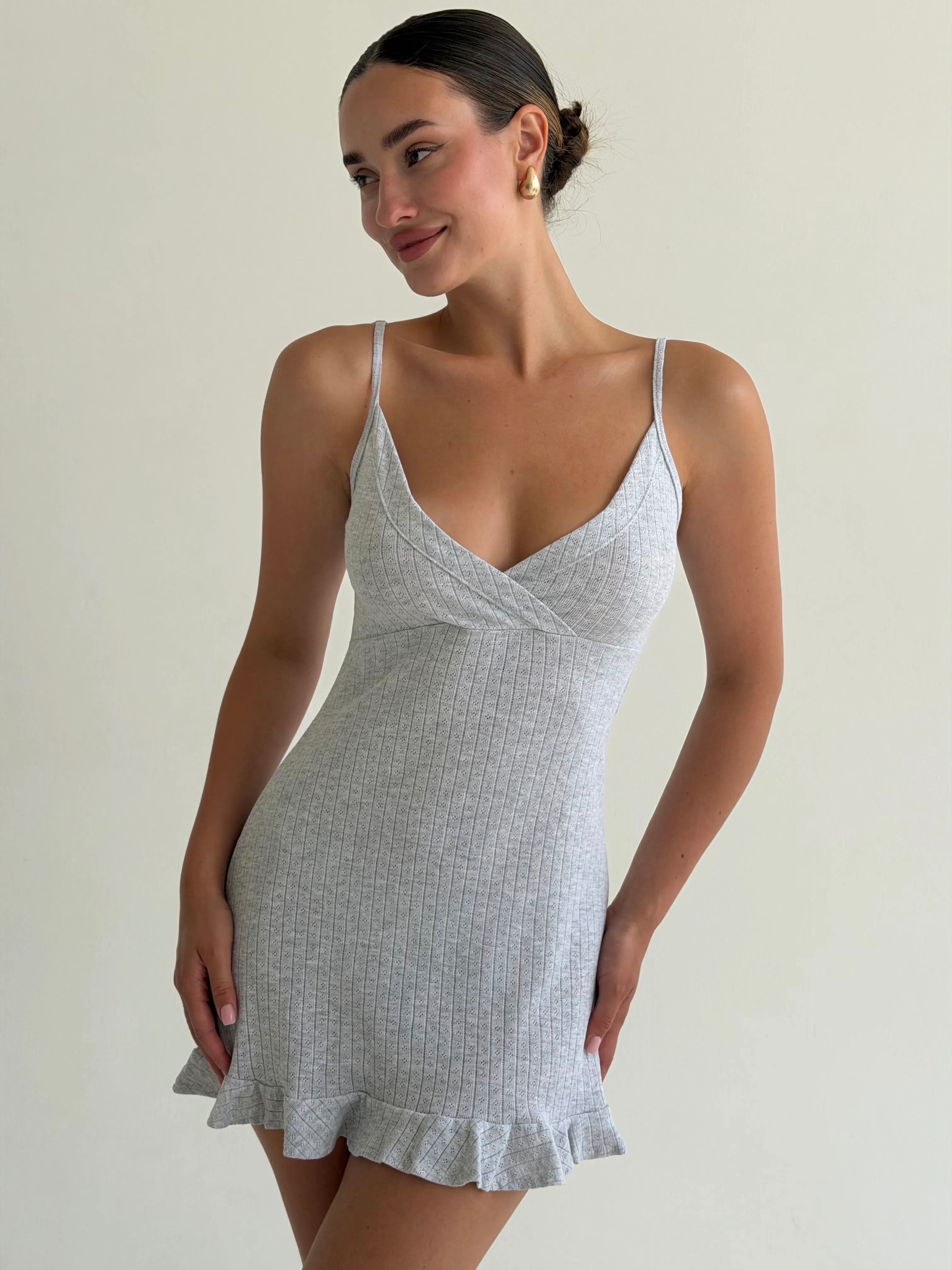 Ribbed sleep dress with gray scent