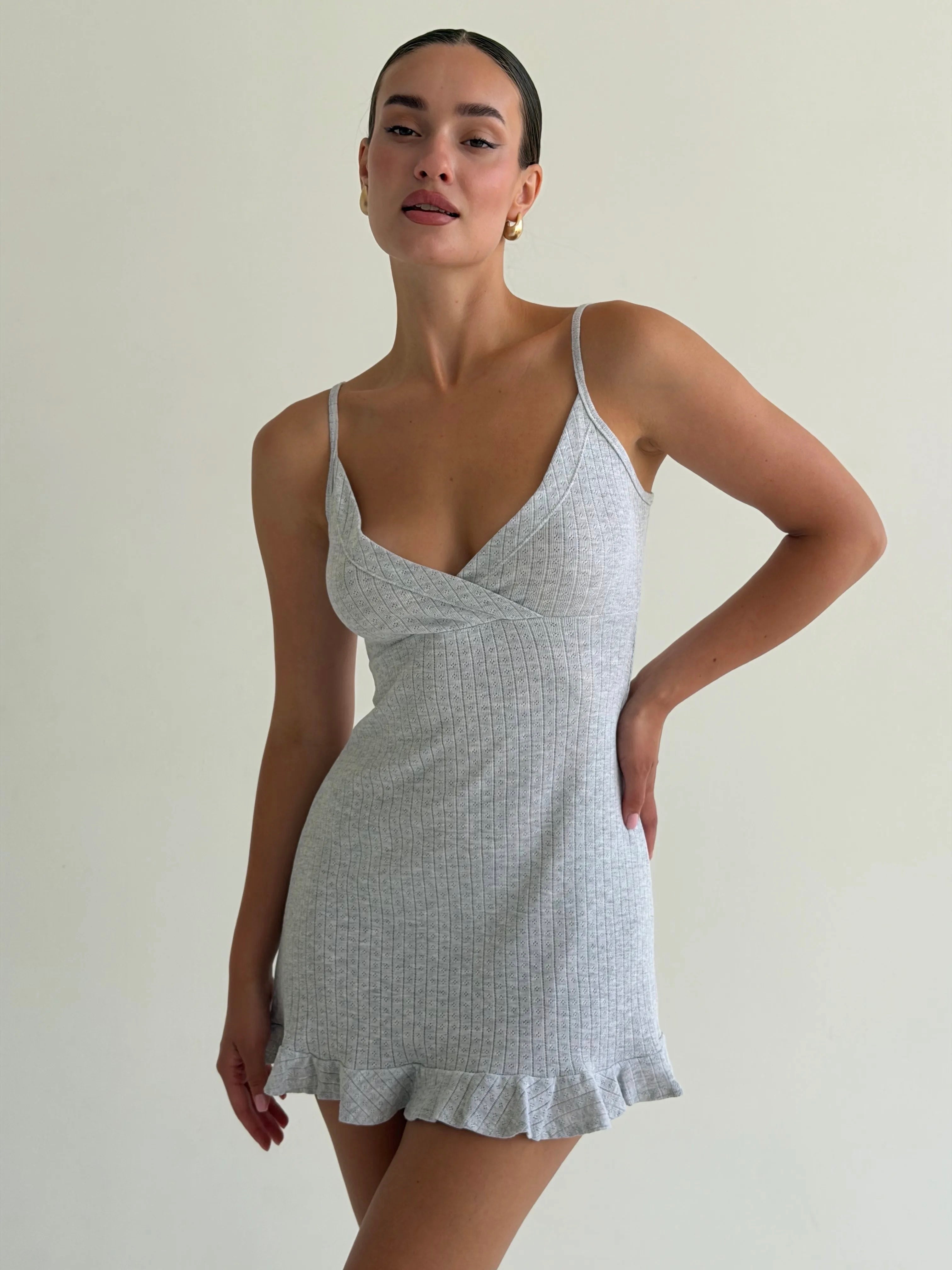 Ribbed sleep dress with gray scent