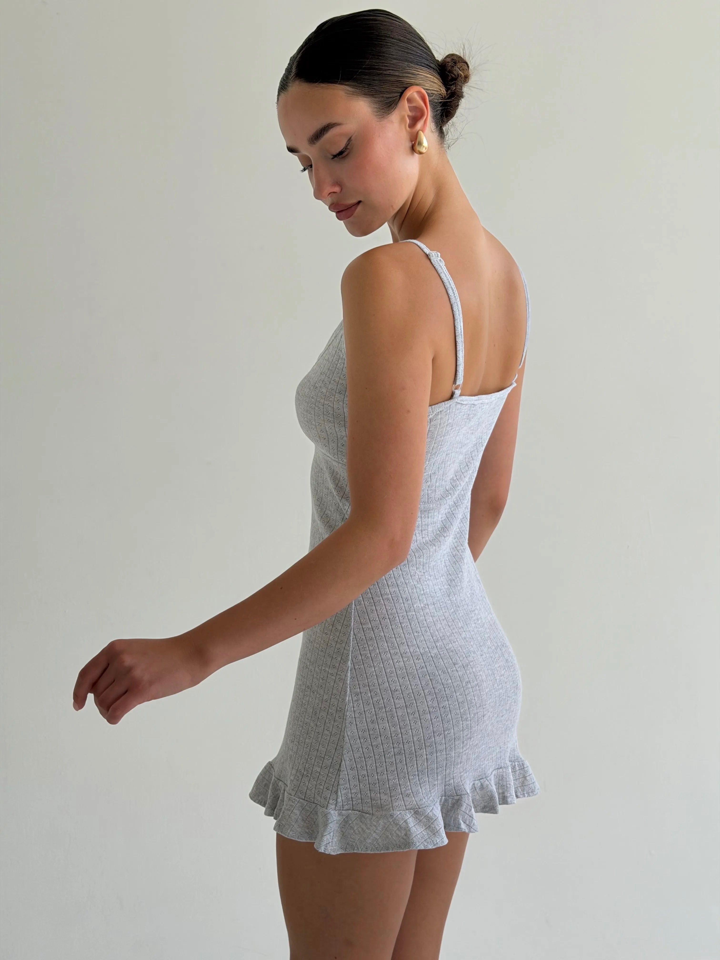 Ribbed sleep dress with gray scent