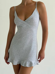 Ribbed sleep dress with gray scent
