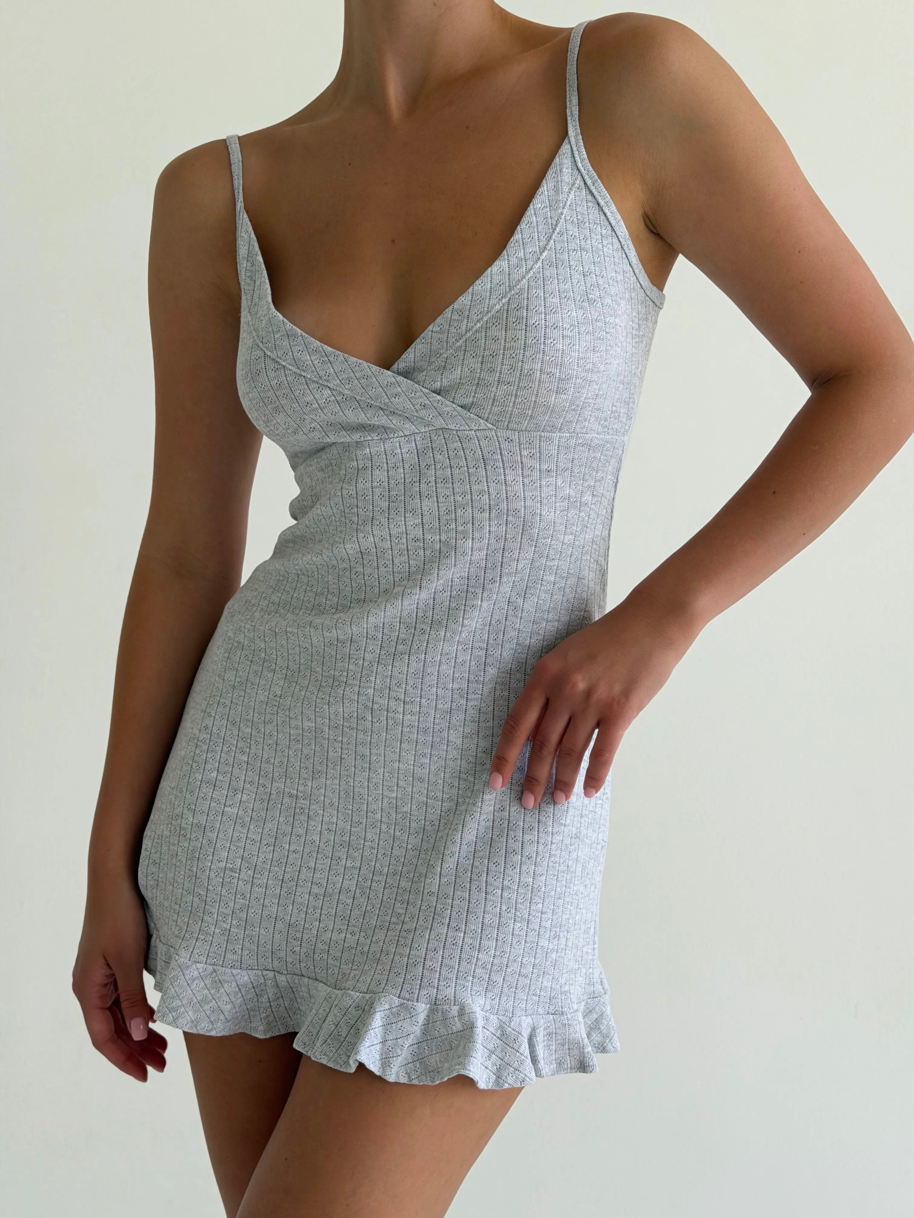 Ribbed sleep dress with gray scent