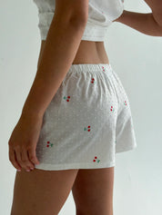 Suit batiste shirt and shorts cherries on milk