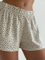STAPLE T-SHIRT AND SHORTS SUIT BLUE FLOWERS ON BEIGE