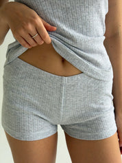 Ribbed T-shirt with buttons, gray