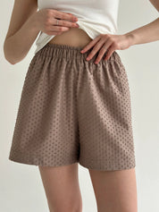 Mono terry shorts in polka dots brown