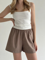 Mono terry shorts in polka dots brown