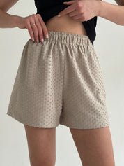 Mono terry shorts in polka dots beige