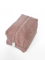 Cosmetic bag TEDDY zipper plastic pink medium SQUARE