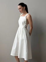 Sundress with straps, boiled cotton "black peas on white"