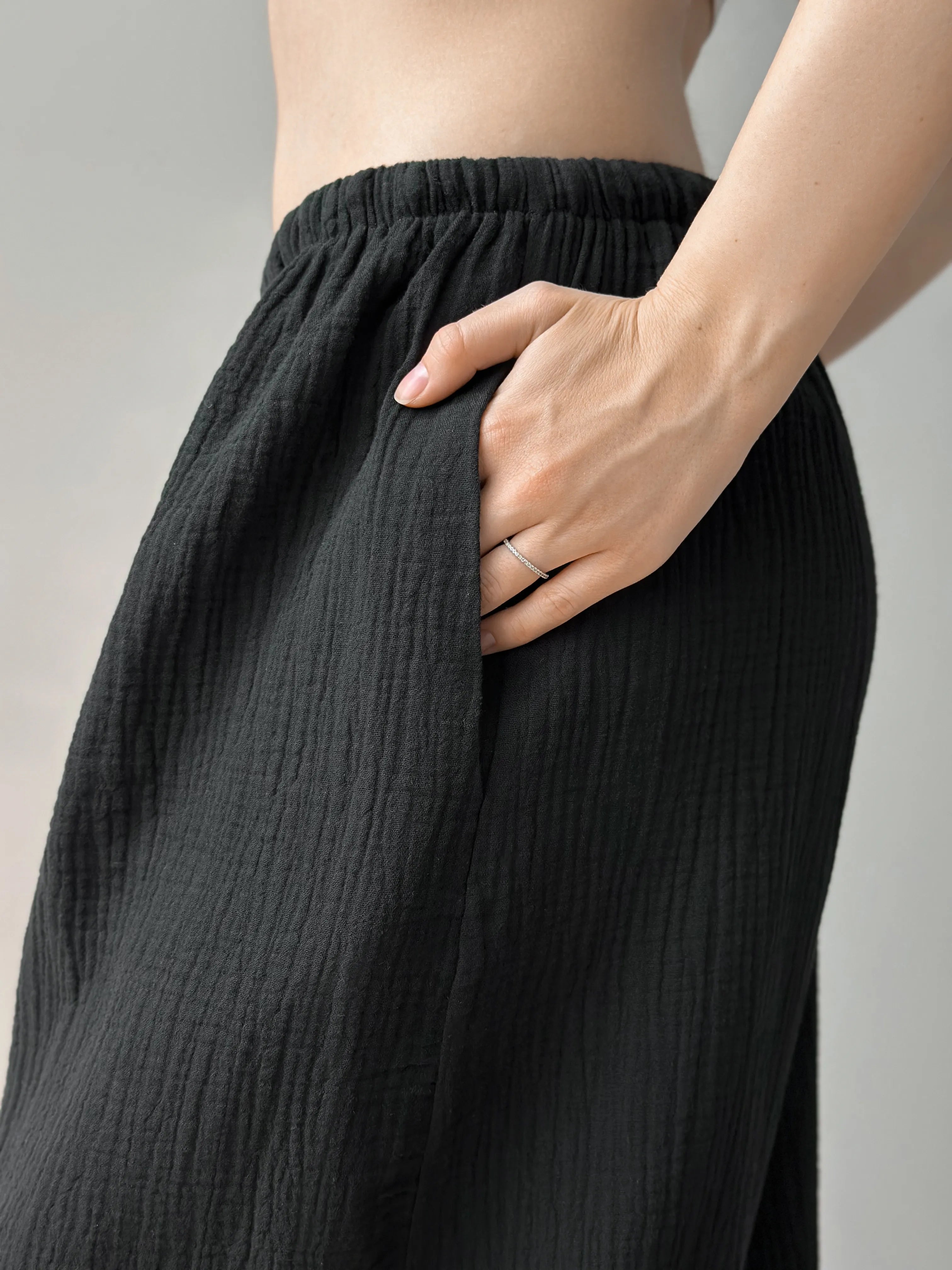 Pants Mono Harem pants muslin black 2-layer