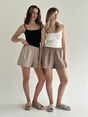 Mono terry shorts in polka dots brown