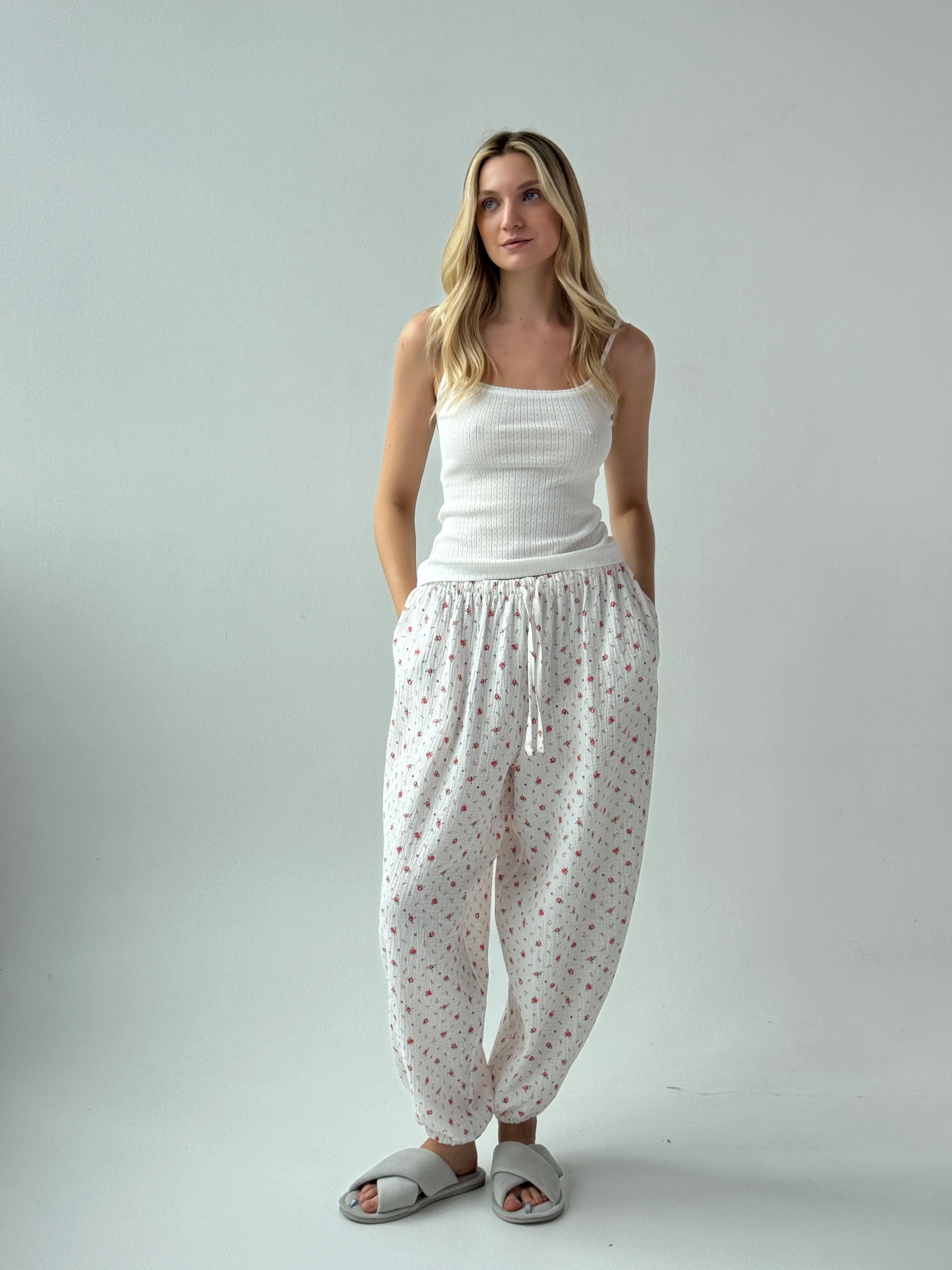 Muslin Pants Harem Pants flower 2-sl