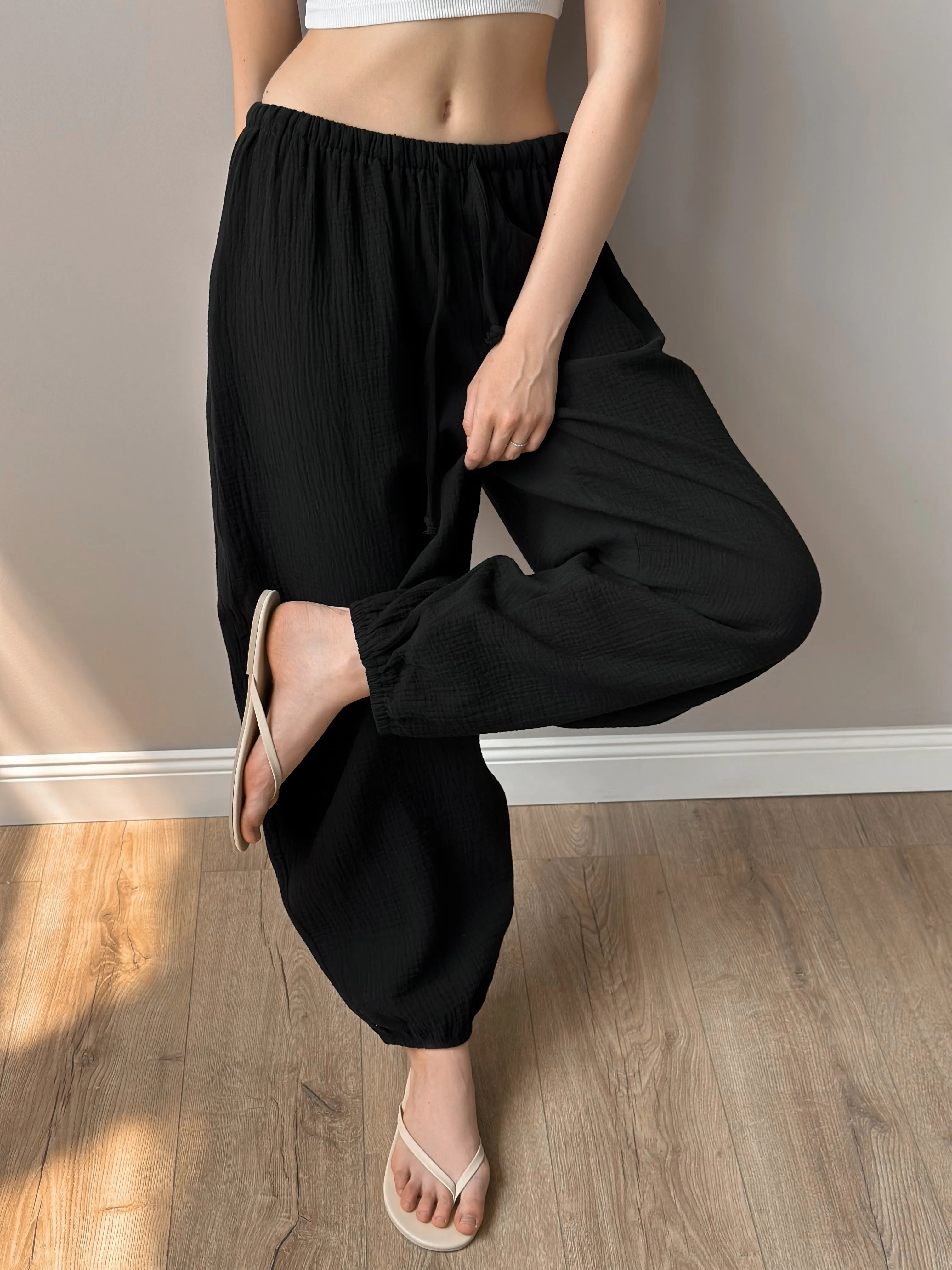 Pants Mono Harem pants muslin black 2-layer