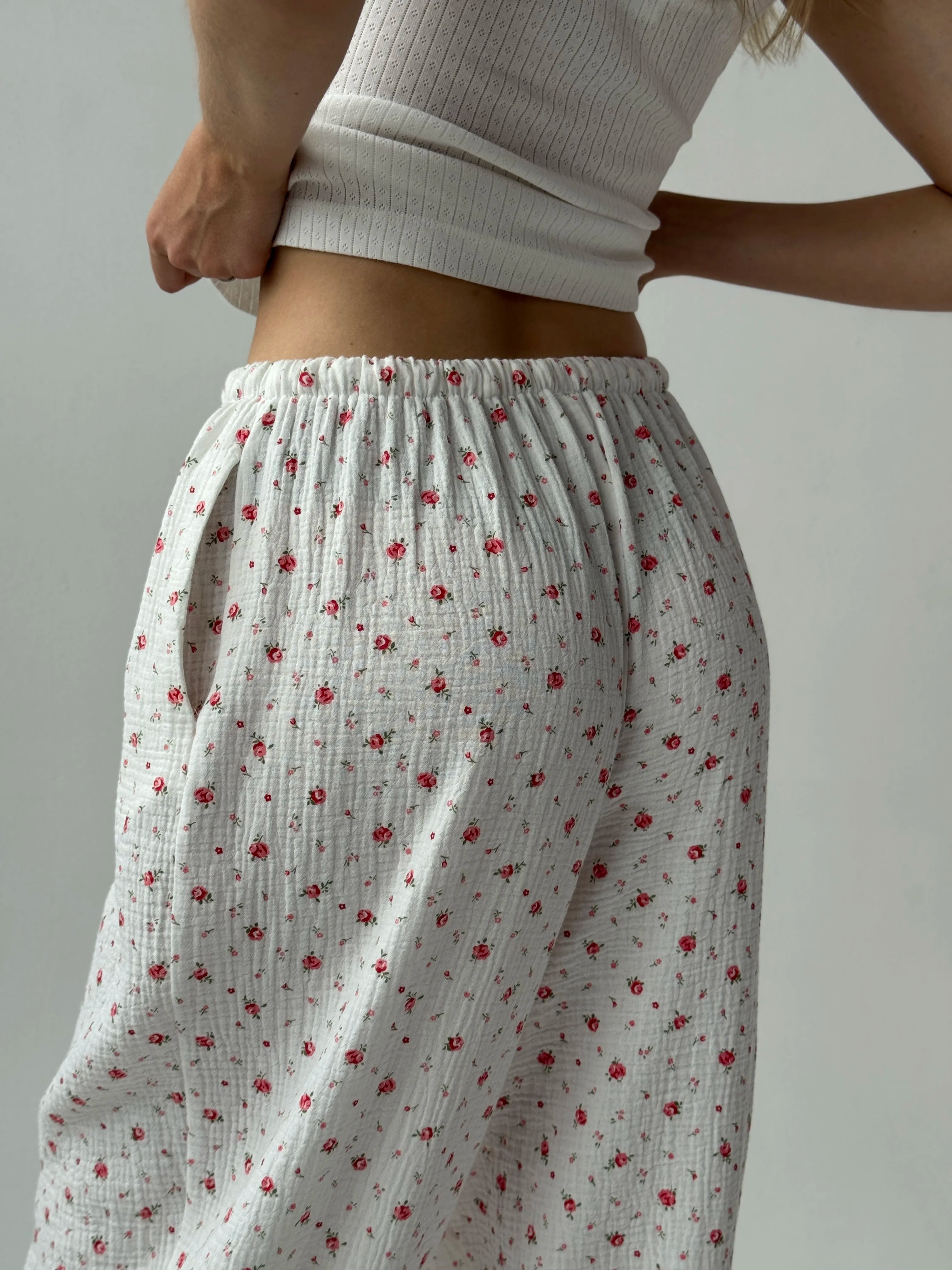 Muslin Pants Harem Pants flower 2-sl