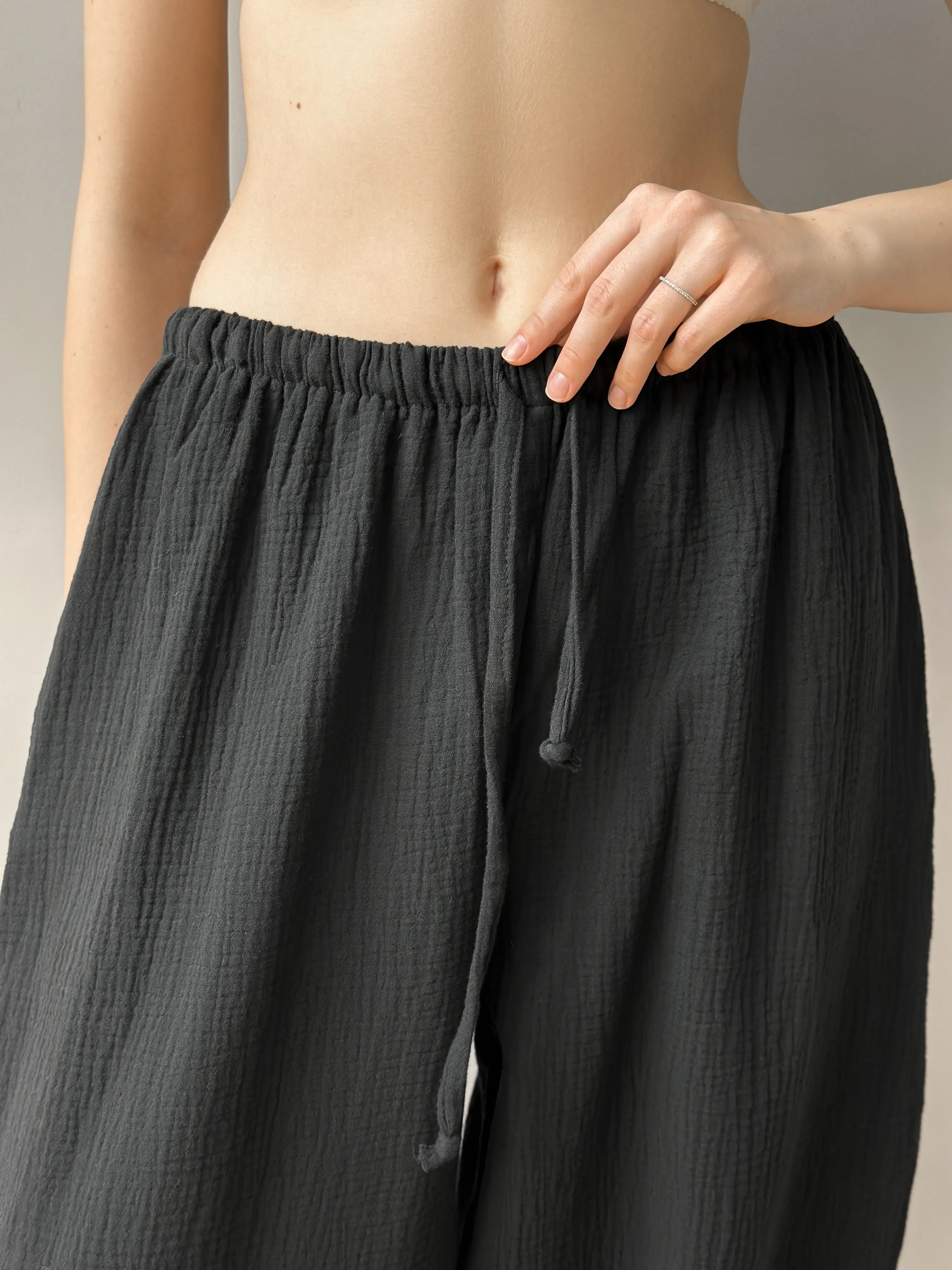 Pants Mono Harem pants muslin black 2-layer