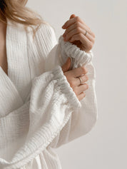 Long muslin white robe 2 layers