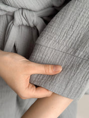 Kimono robe short muslin gray 2-layer