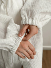 Long muslin white robe 2 layers