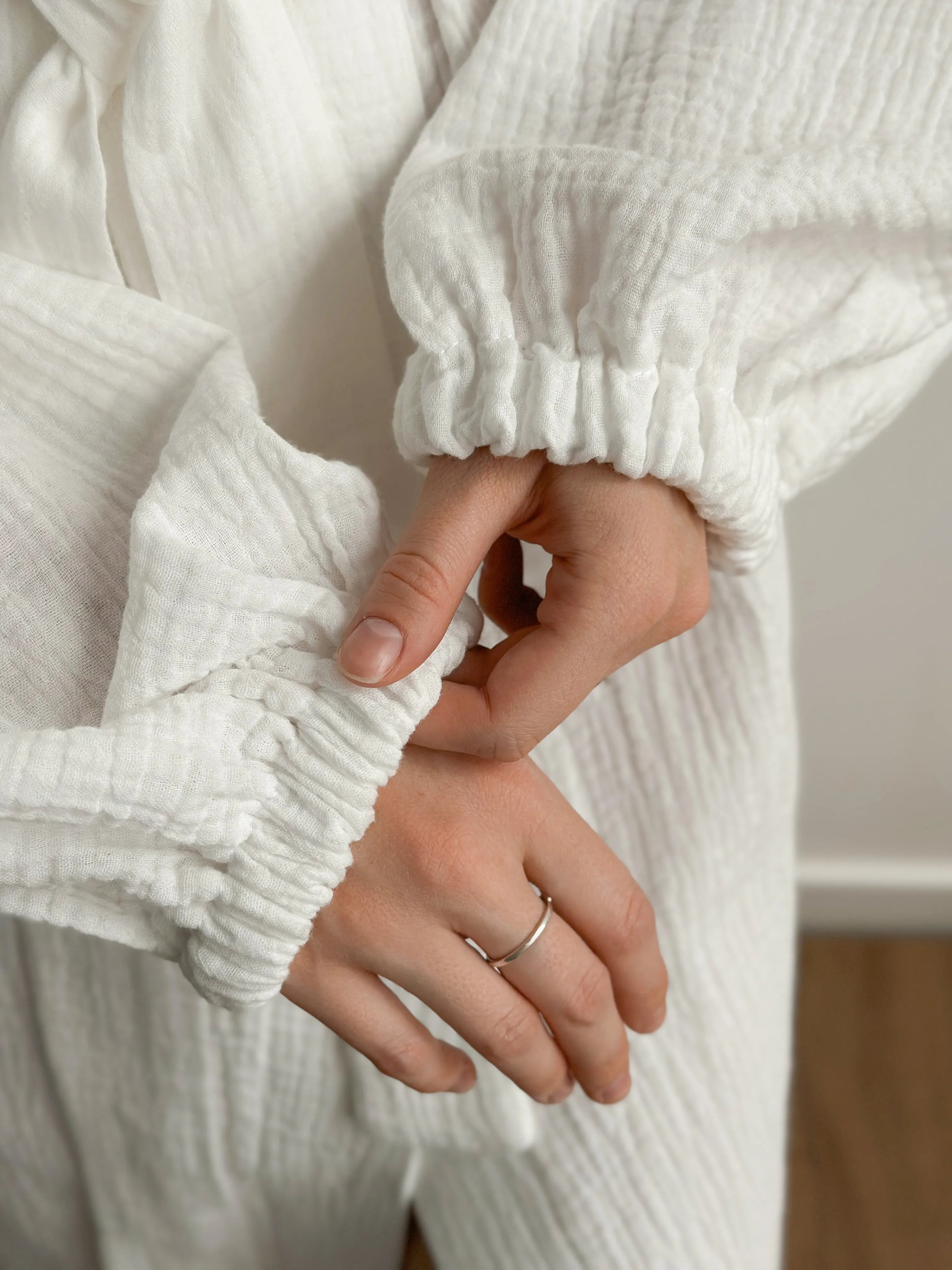 Long muslin white robe 2 layers