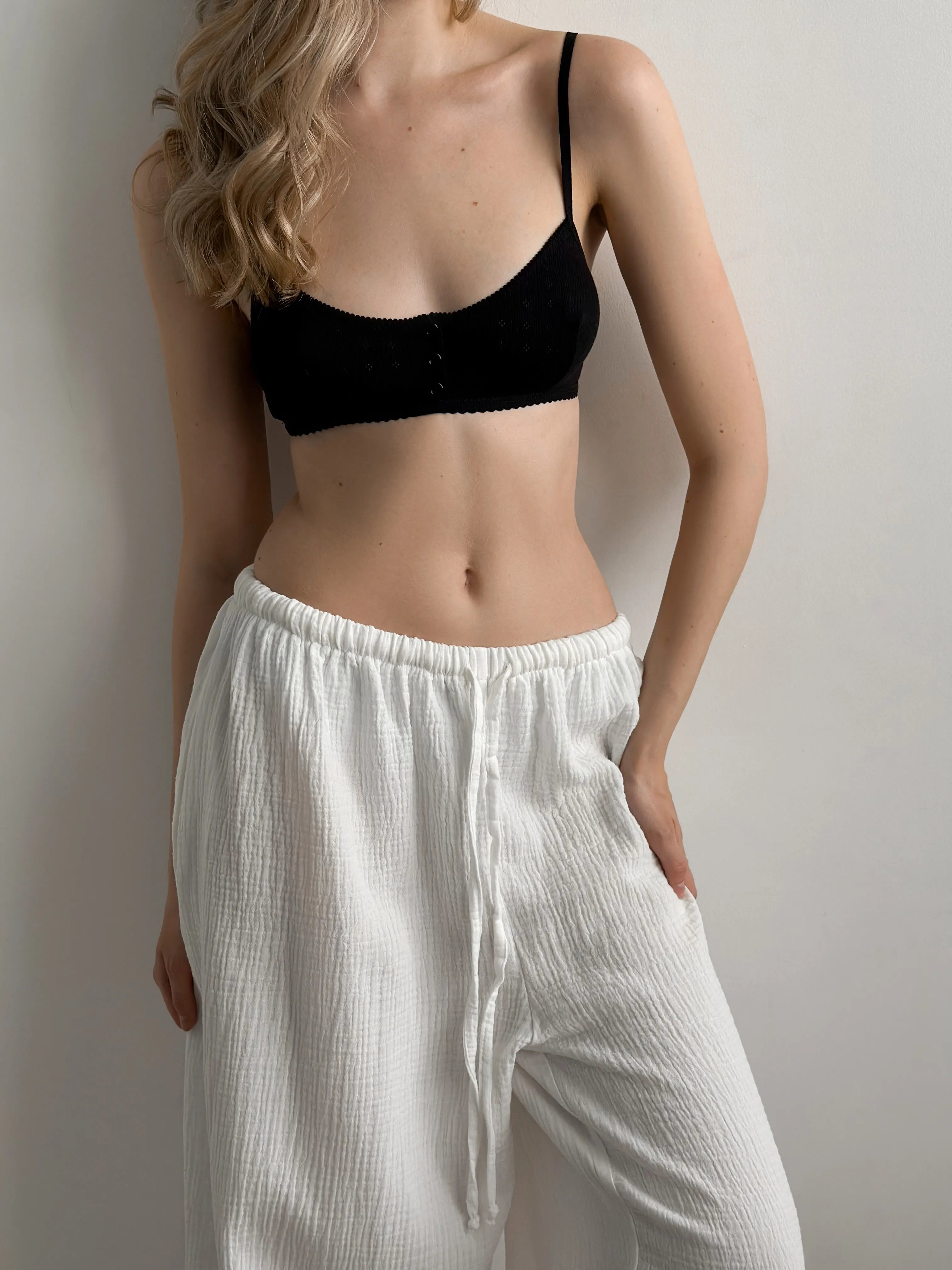 Pants Mono Harem pants muslin white 2-layer