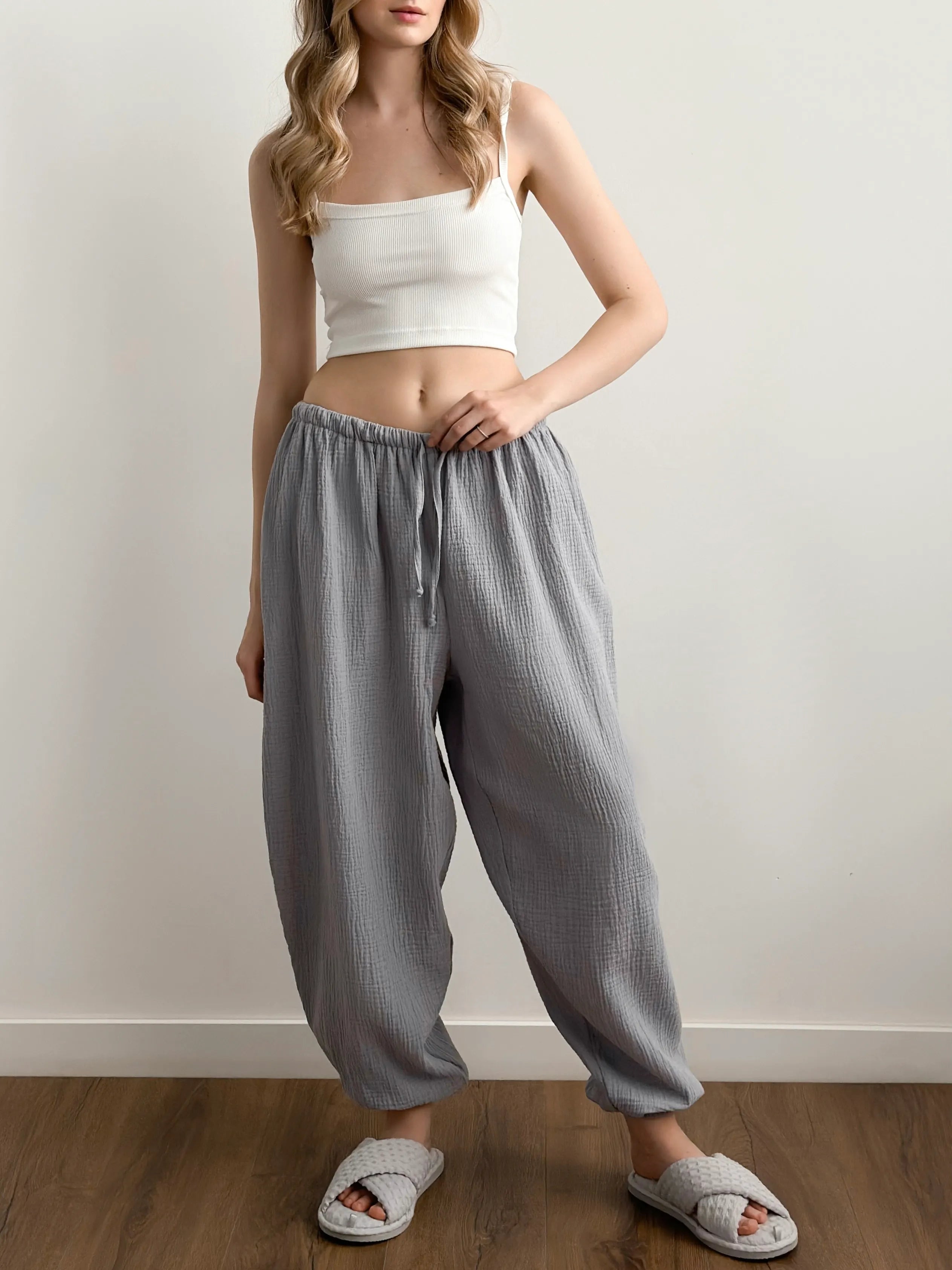 Pants Mono Harem pants muslin gray 2-layer