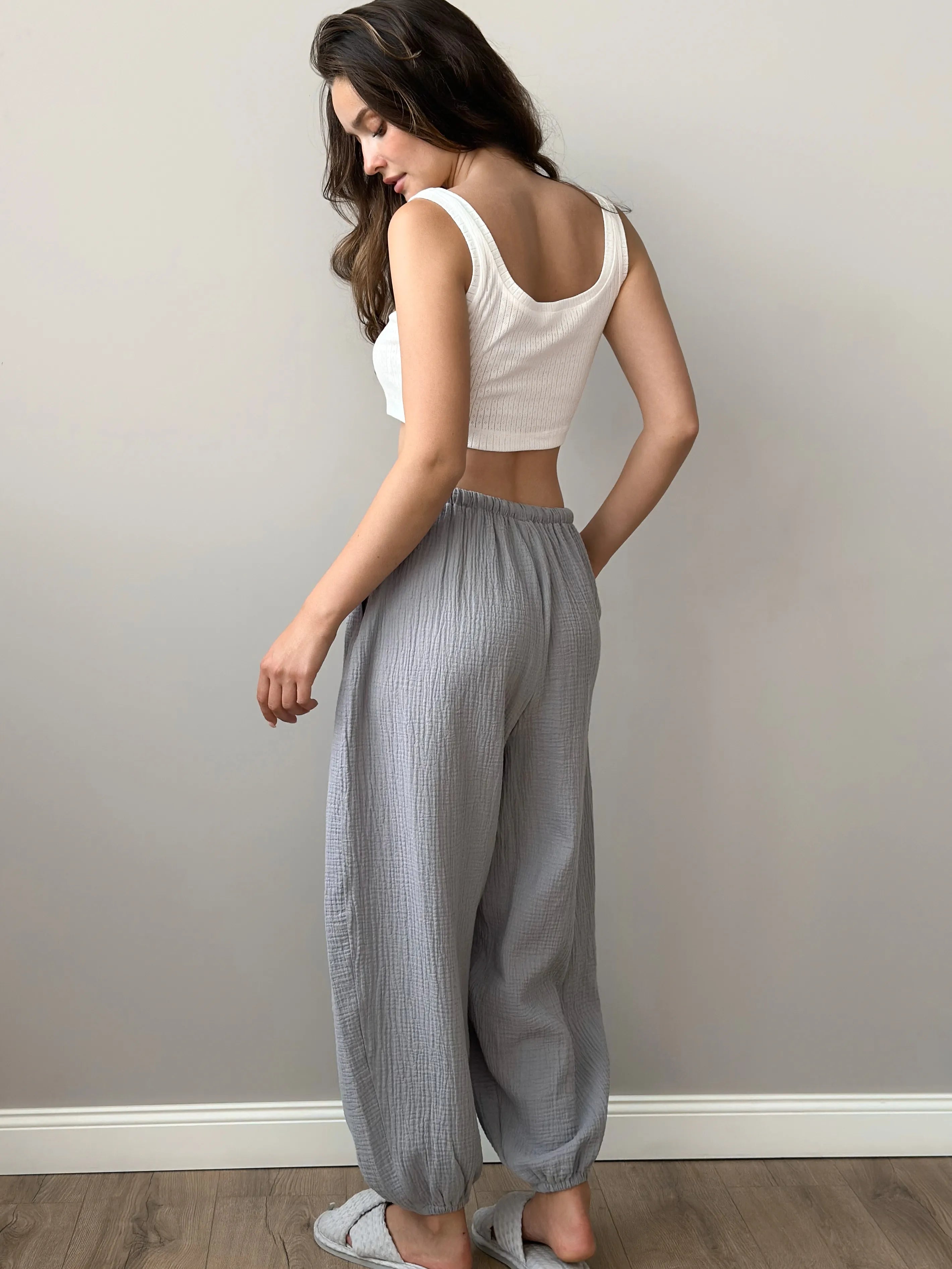 Pants Mono Harem pants muslin gray 2-layer