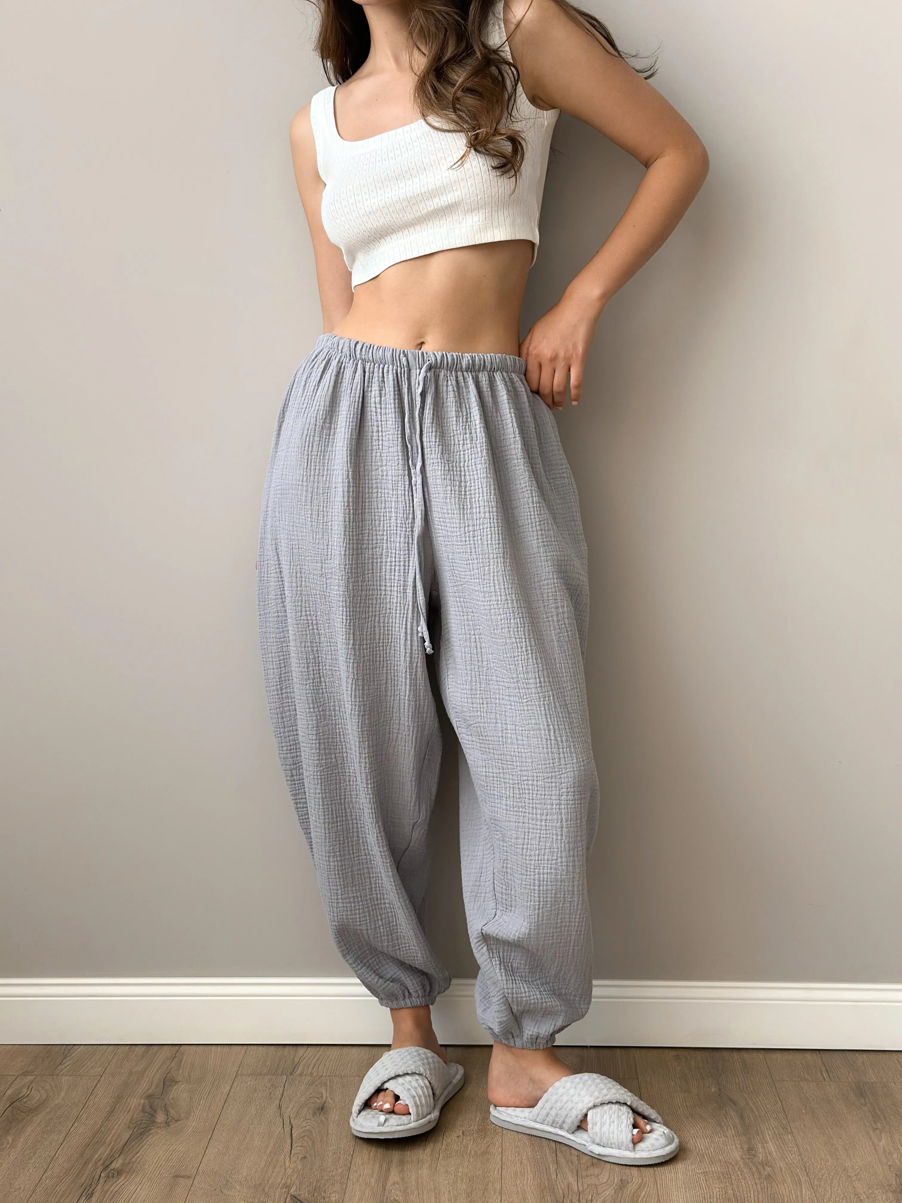 Pants Mono Harem pants muslin gray 2-layer