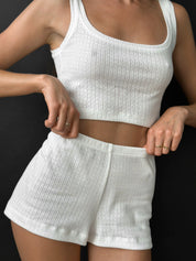 Ribbed mini shorts milky