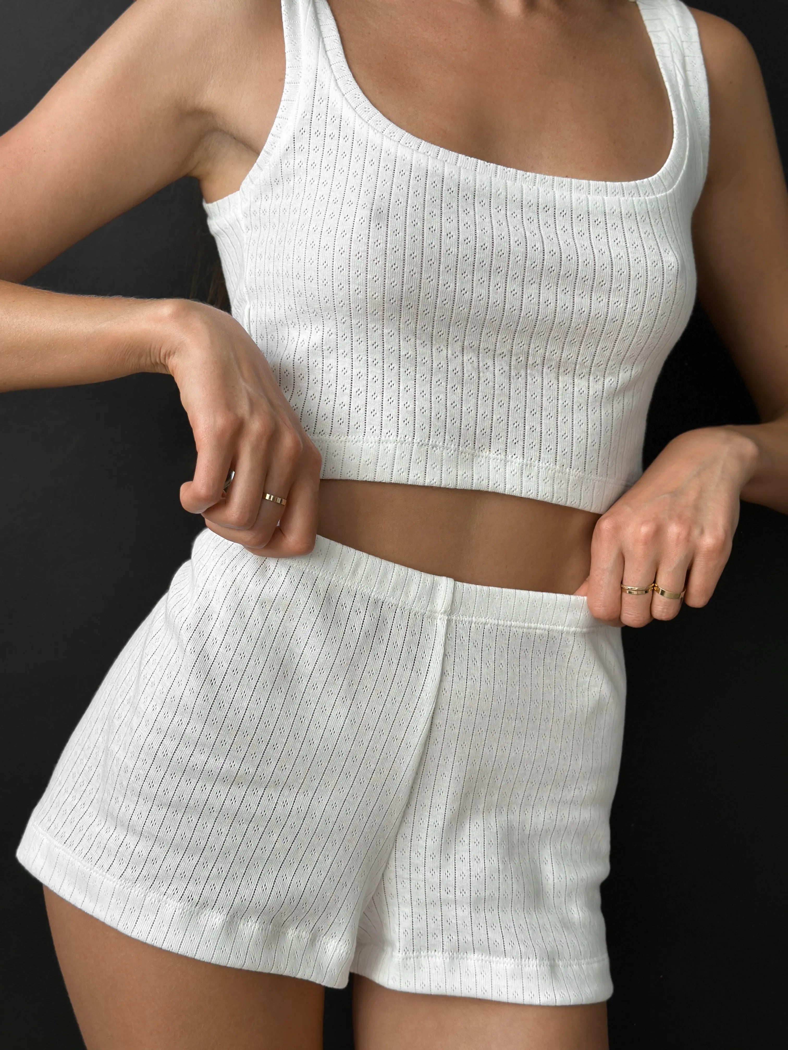 Ribbed mini shorts milky