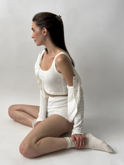 Ribbed mini shorts milky
