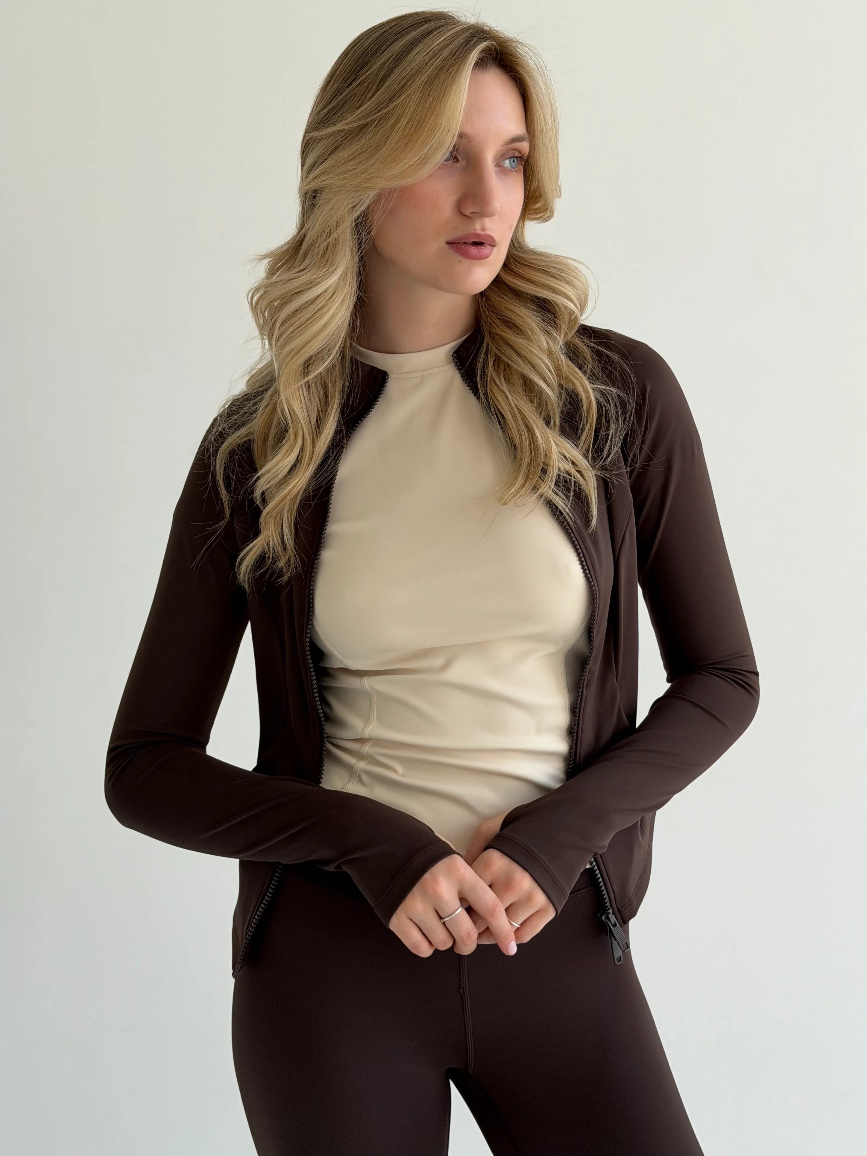 Yoga zippered sweatshirt brown